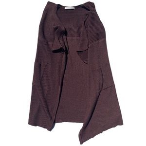 Double Zero size small brown knitted sleeveless layered duster cardigan vest